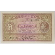 MALTA 1939 . ONE 1 POUND BANKNOTE . UNIFACE . SIGN: CUSHIERI